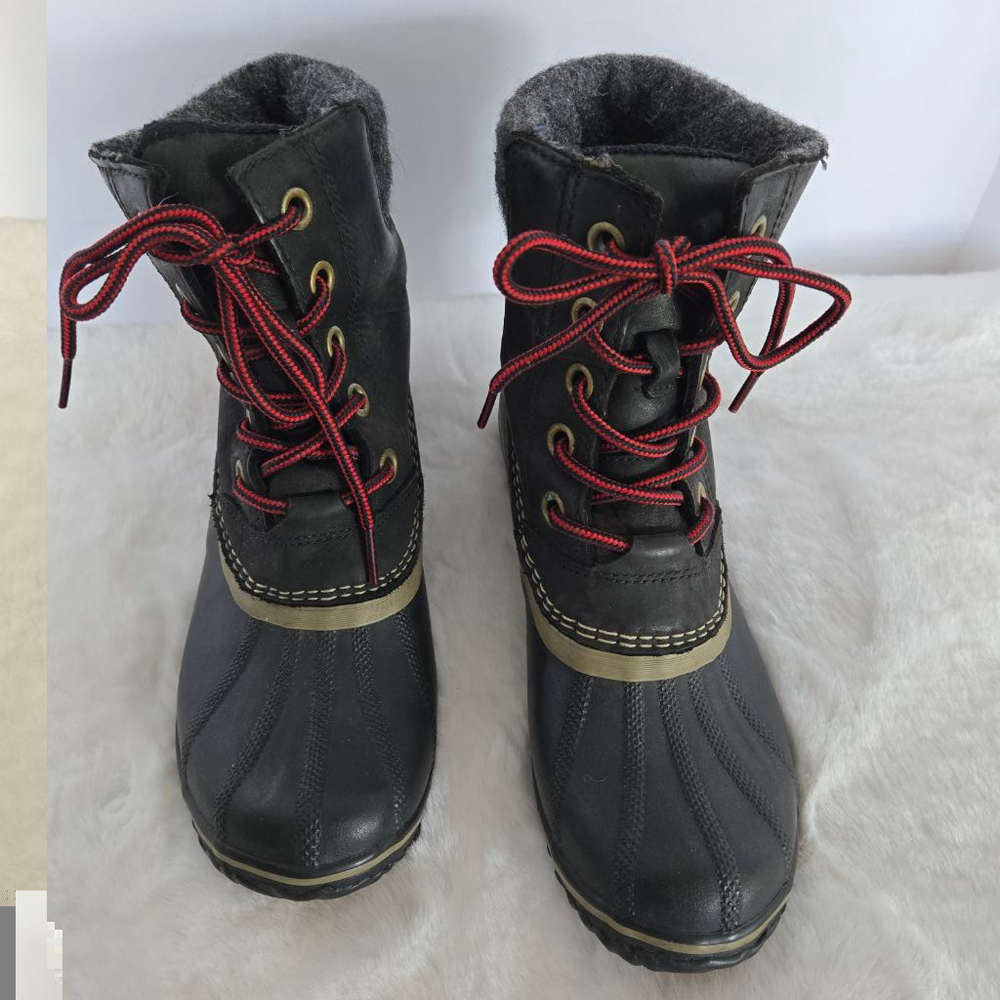 Women's Sorel Black Leather Ankle Boots Size 8.5
